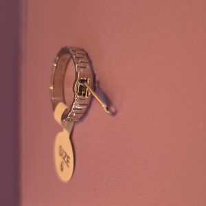 Melinda Maria Dainty Zipper Ring - Silver Size 6 New